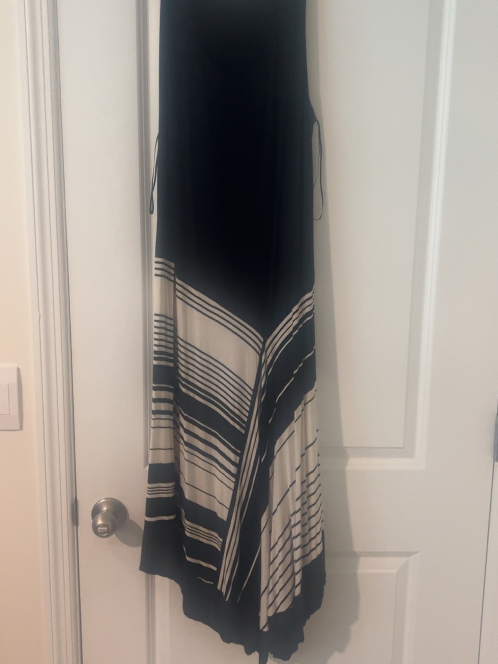 Spense Black and Cream Striped High-Low Maxi Skirt